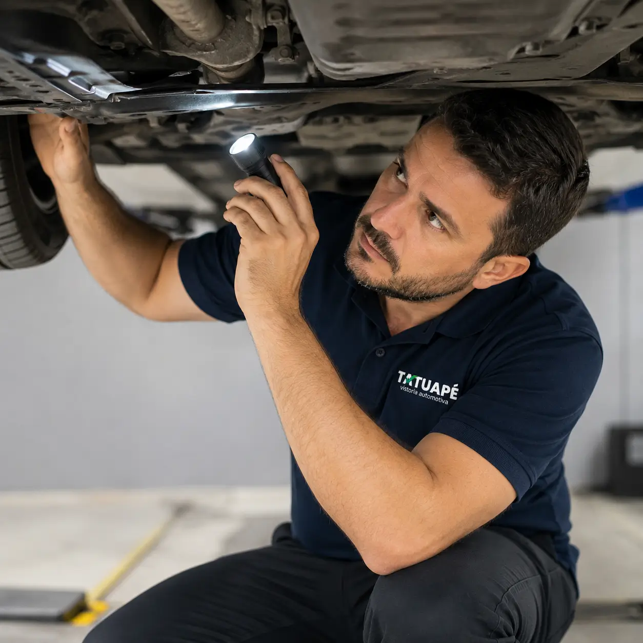 Vistoriador inspecionando veículo